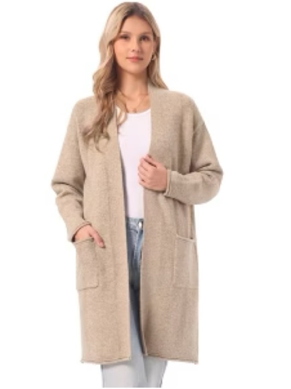 Universal Thread Beige Longline Open-Front Cardigan